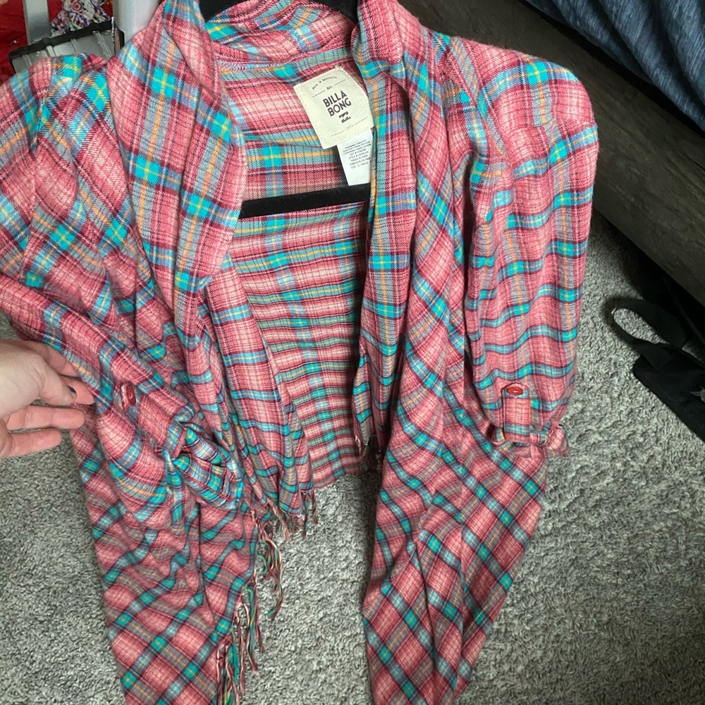 Billabong Plaid T Shirt Cardigan